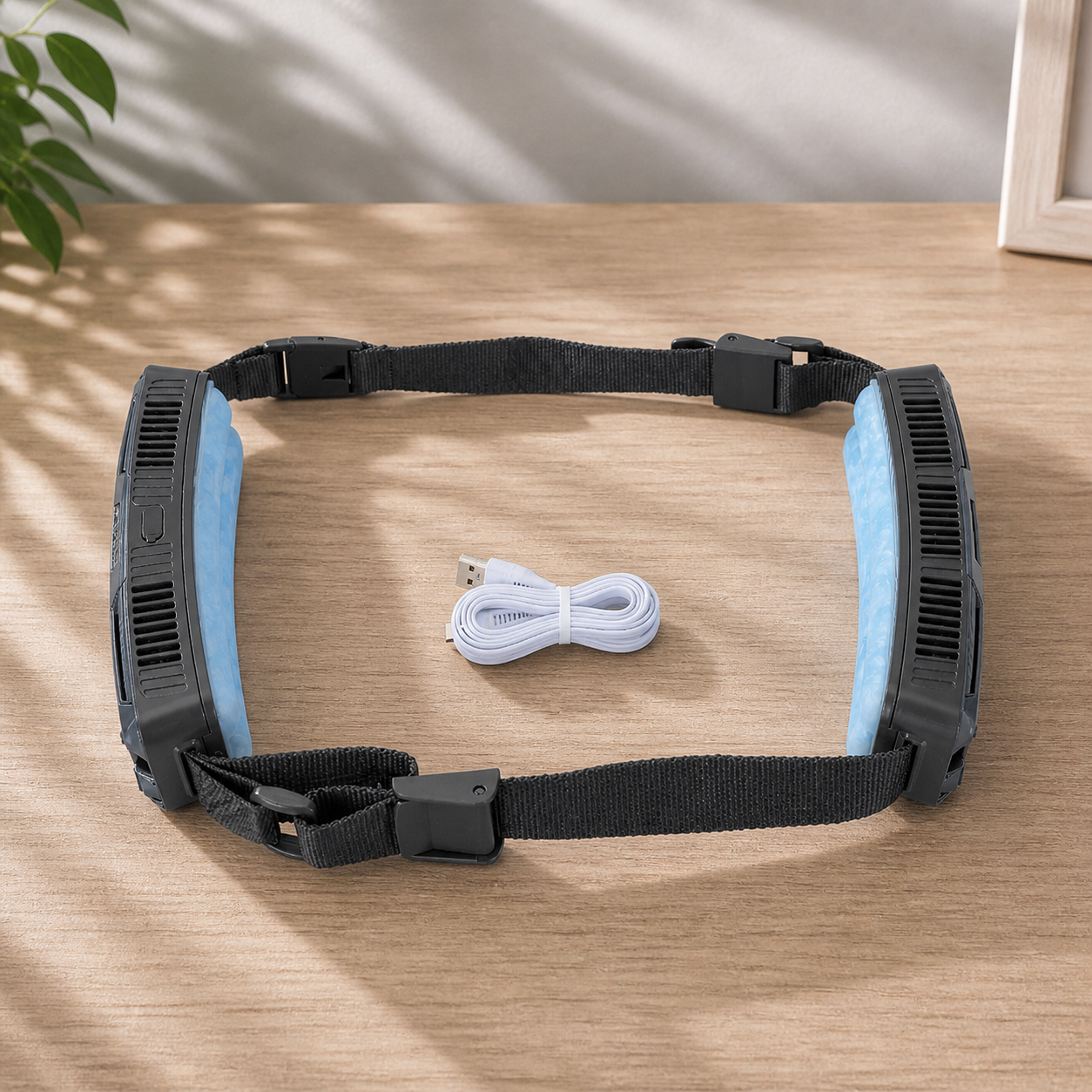 Rechargeable Ice Cooling Fan Belt – 3-Speed Waist Fan