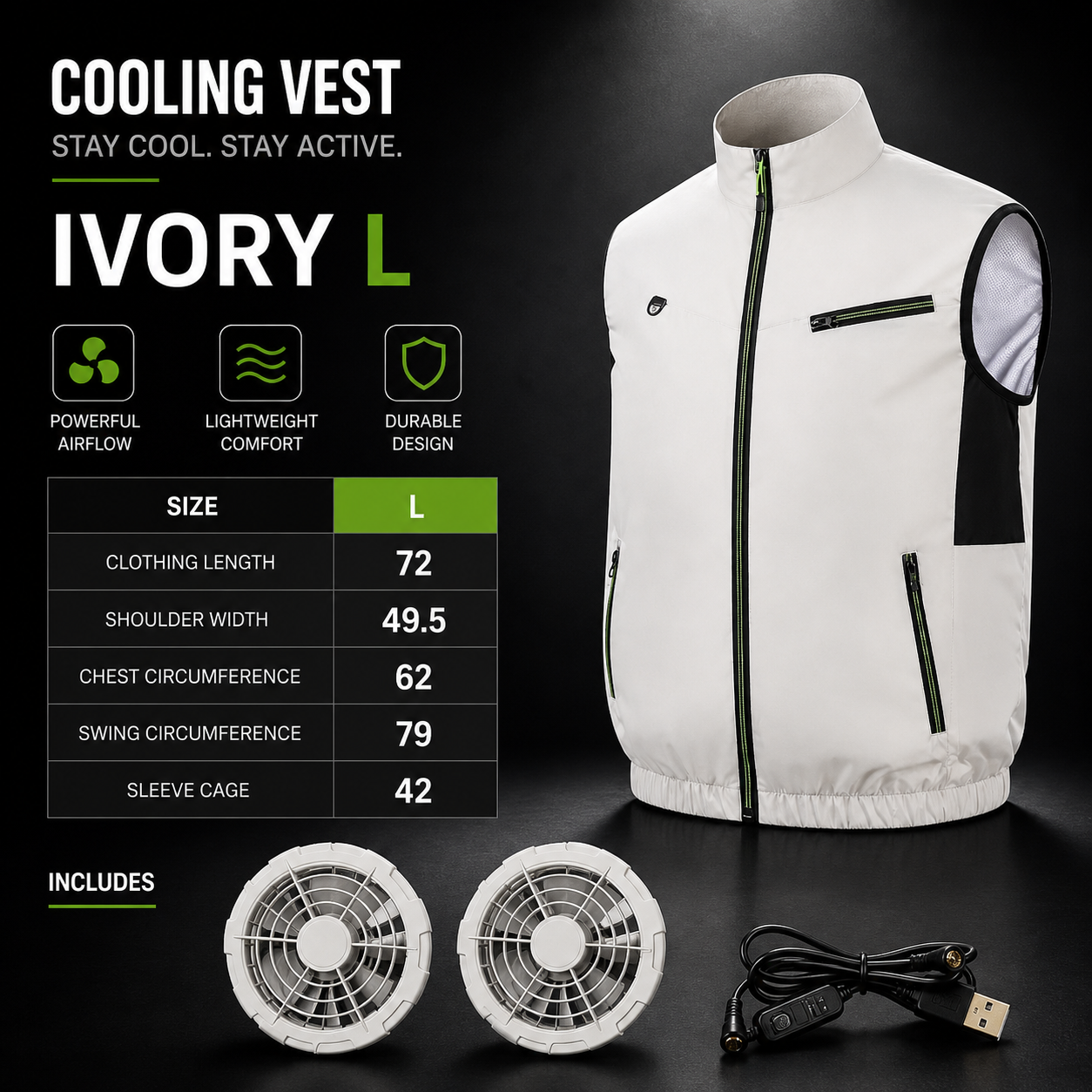 Cooling Vest – Dual Fan Airflow