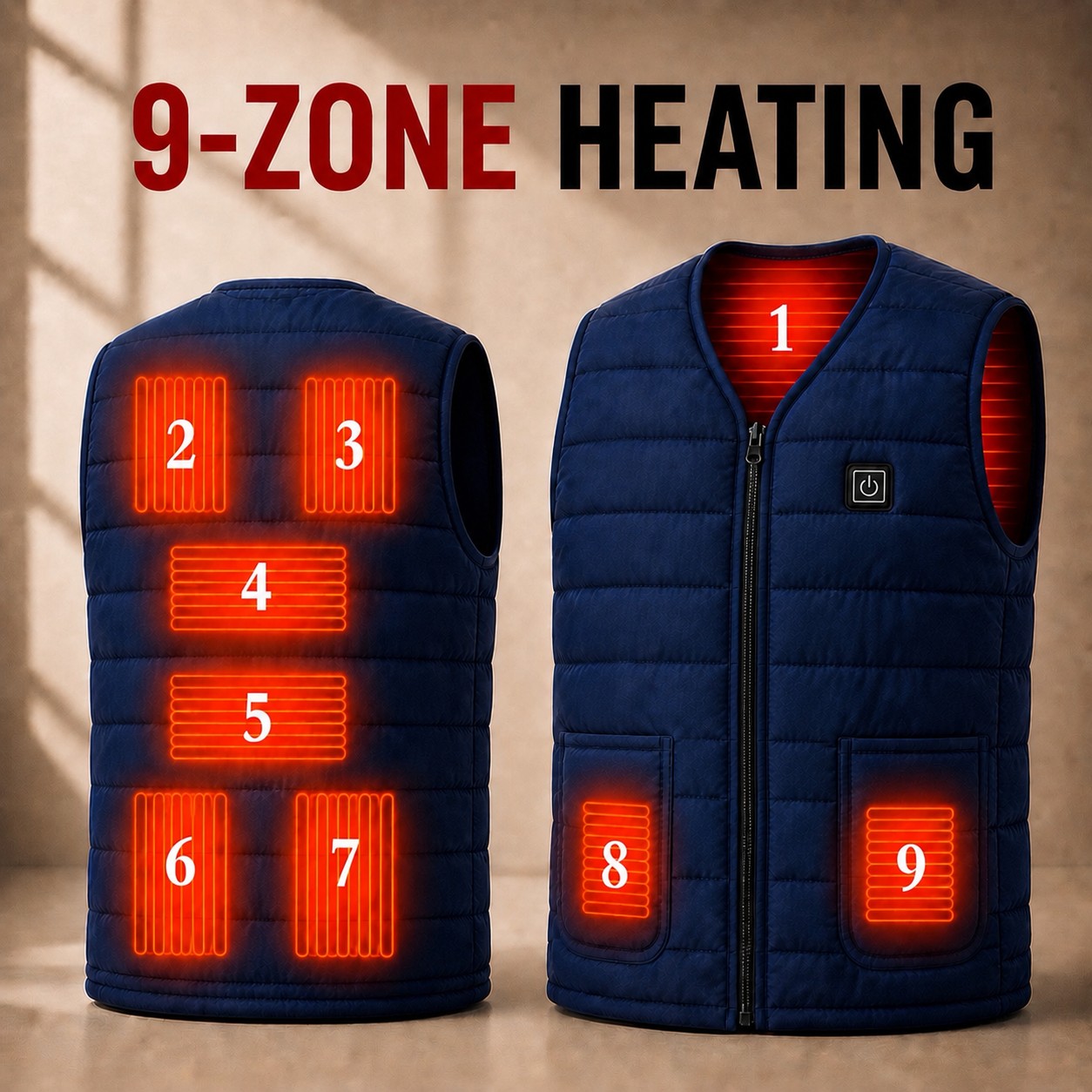 Smart Heated Vest – 9 Heating Zones & Adjustable Warmth