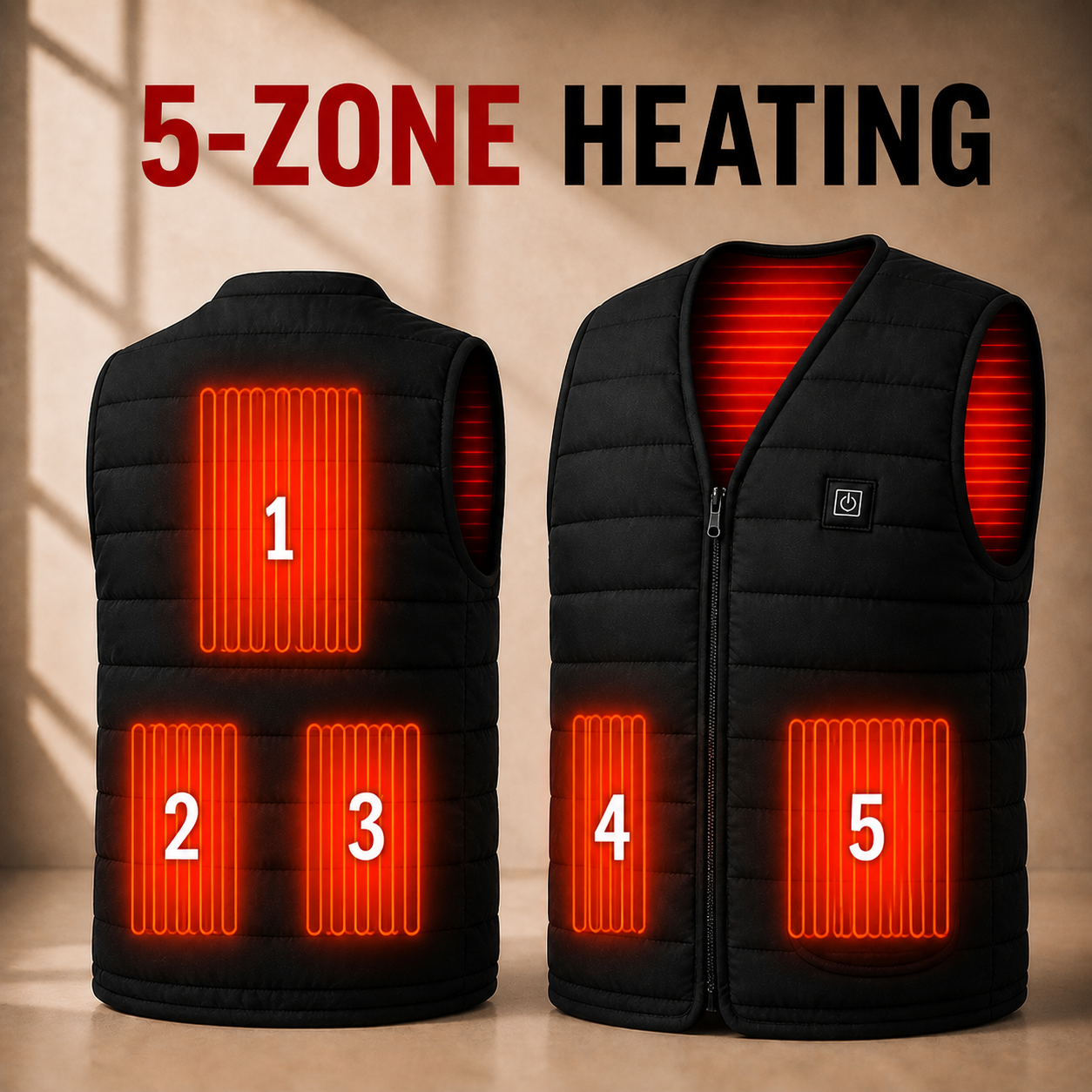 Smart Heated Vest – 9 Heating Zones & Adjustable Warmth