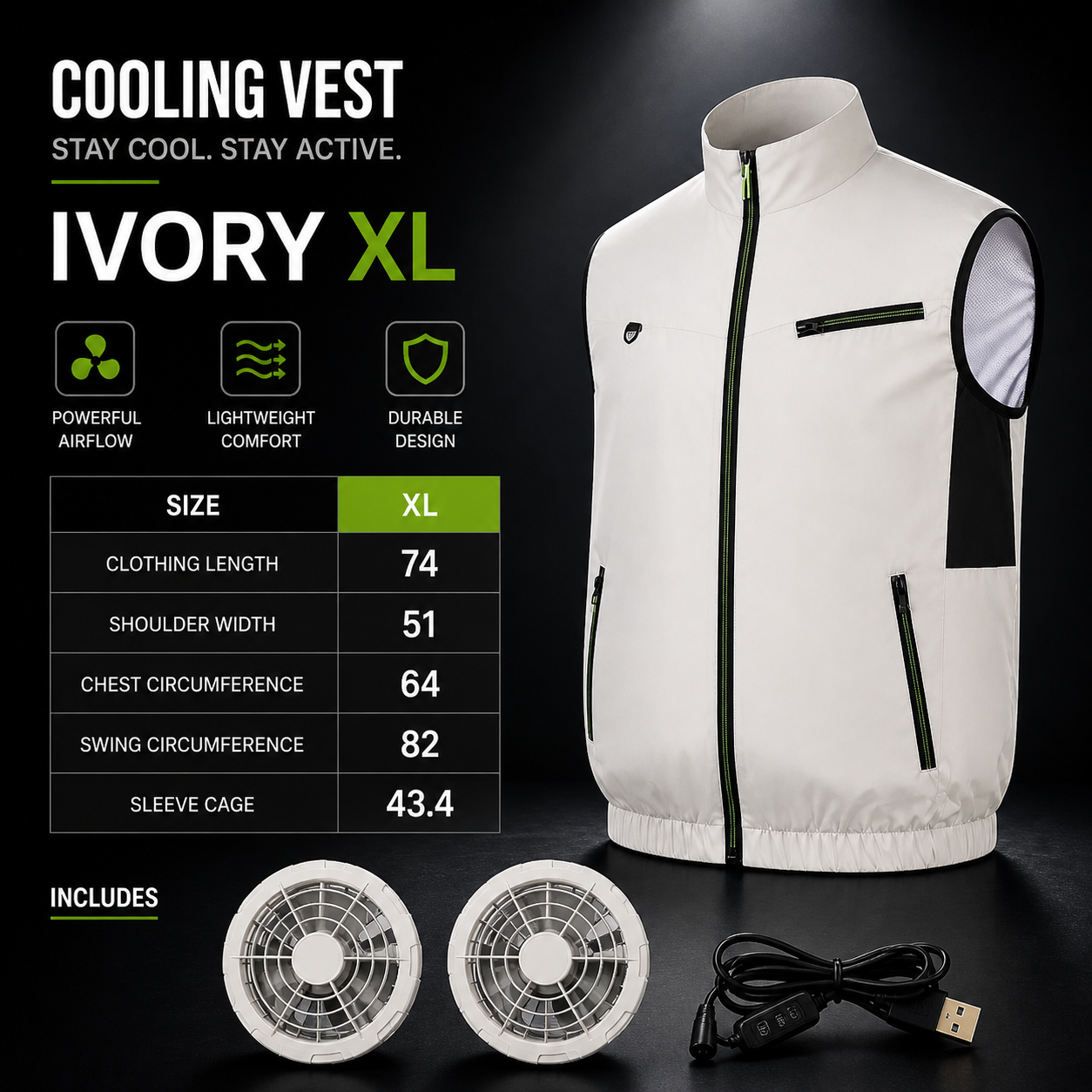 Cooling Vest – Dual Fan Airflow
