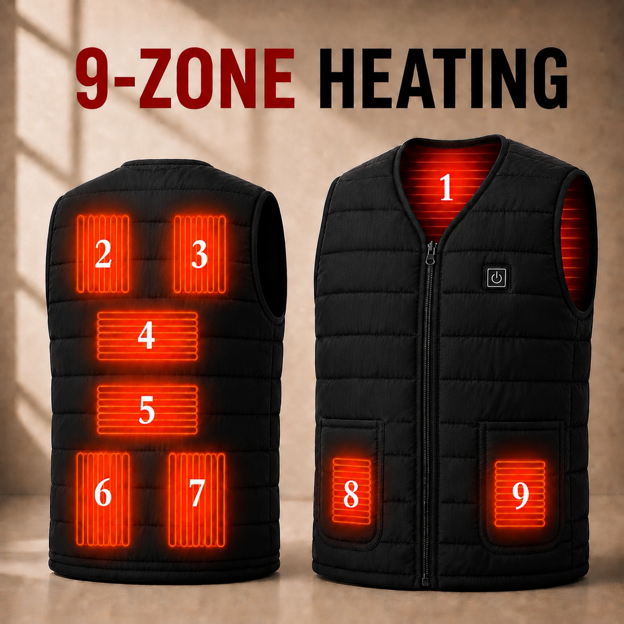 Smart Heated Vest – 9 Heating Zones & Adjustable Warmth