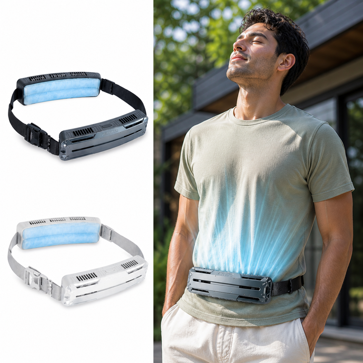 Rechargeable Ice Cooling Fan Belt – 3-Speed Waist Fan