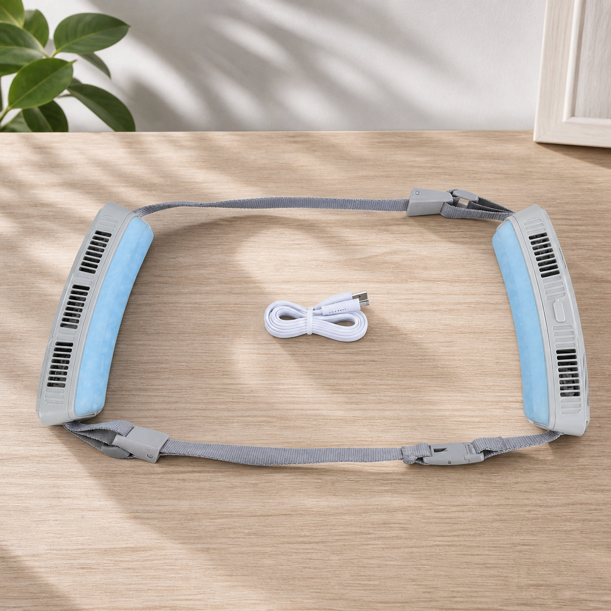 Rechargeable Ice Cooling Fan Belt – 3-Speed Waist Fan
