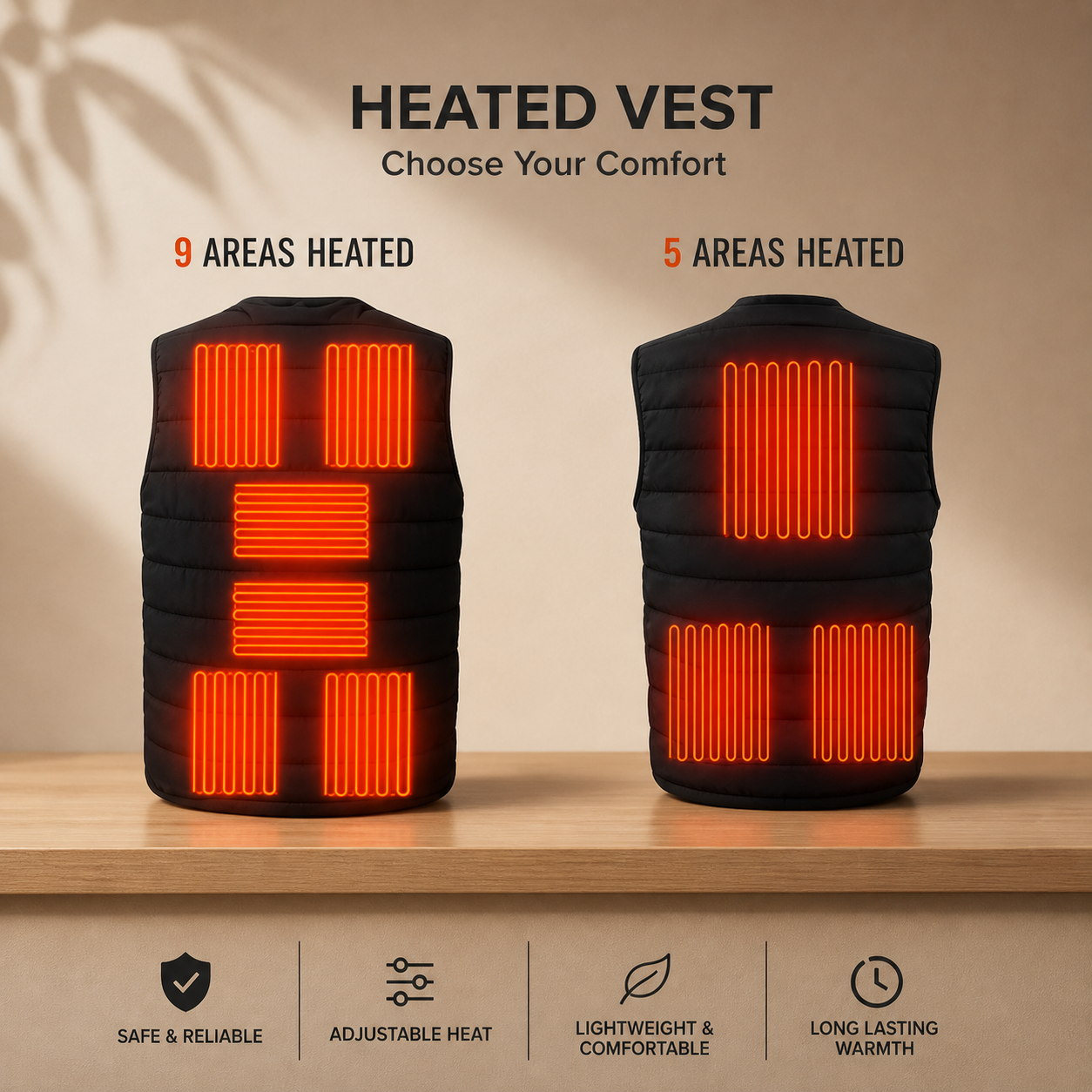 Smart Heated Vest – 9 Heating Zones & Adjustable Warmth