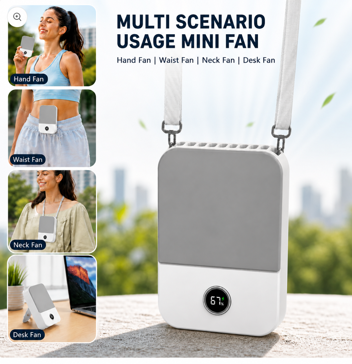 4-in-1 Cooling Waist Fan – Rechargeable Portable Mini Fan
