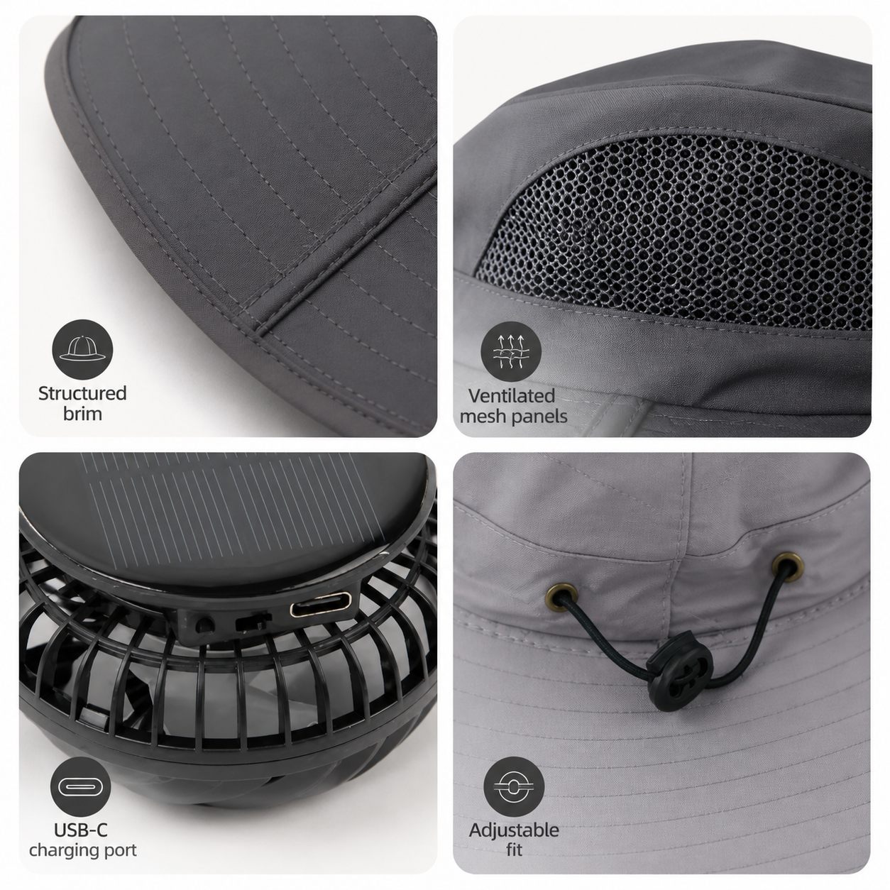 Solar Cooling Sun Hat – Built-In Dual Fans