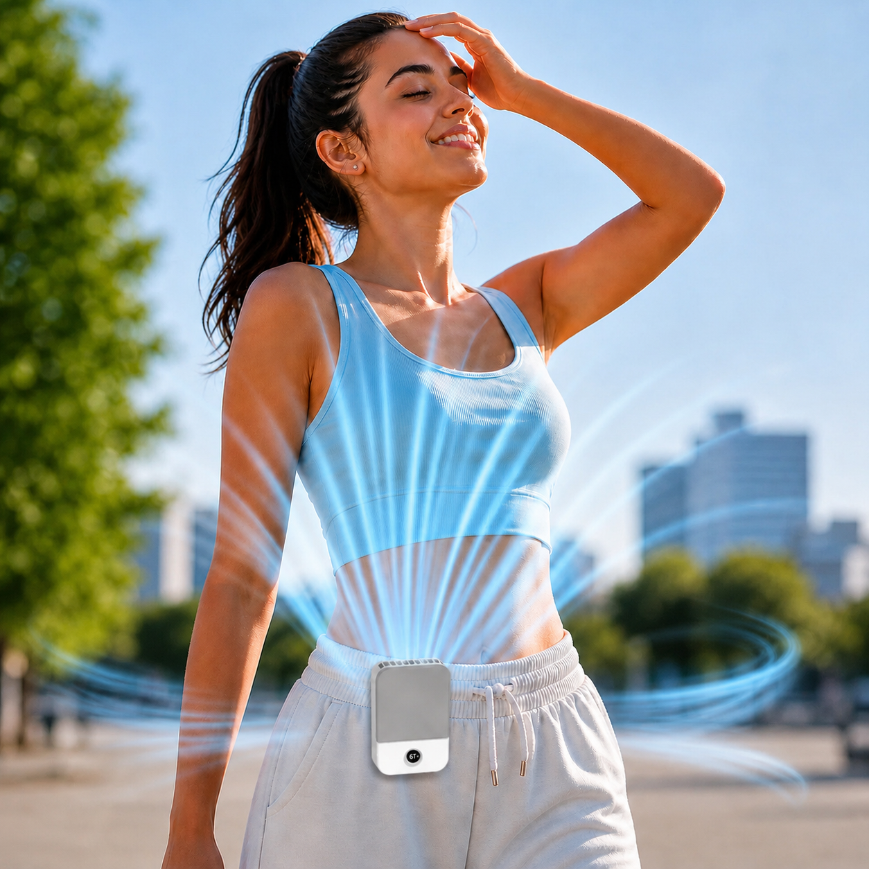 4-in-1 Cooling Waist Fan – Rechargeable Portable Mini Fan