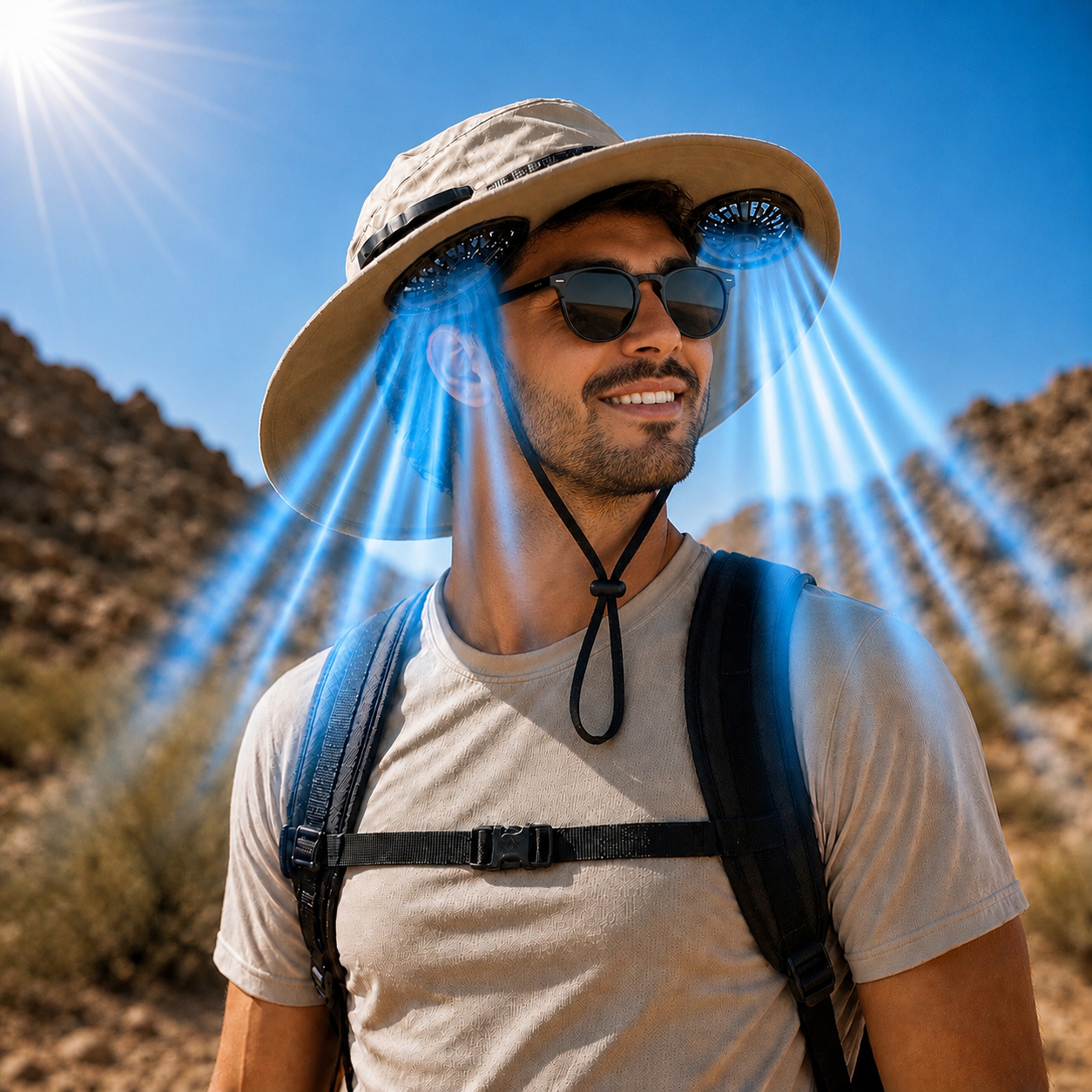 Solar Cooling Sun Hat – Built-In Dual Fans